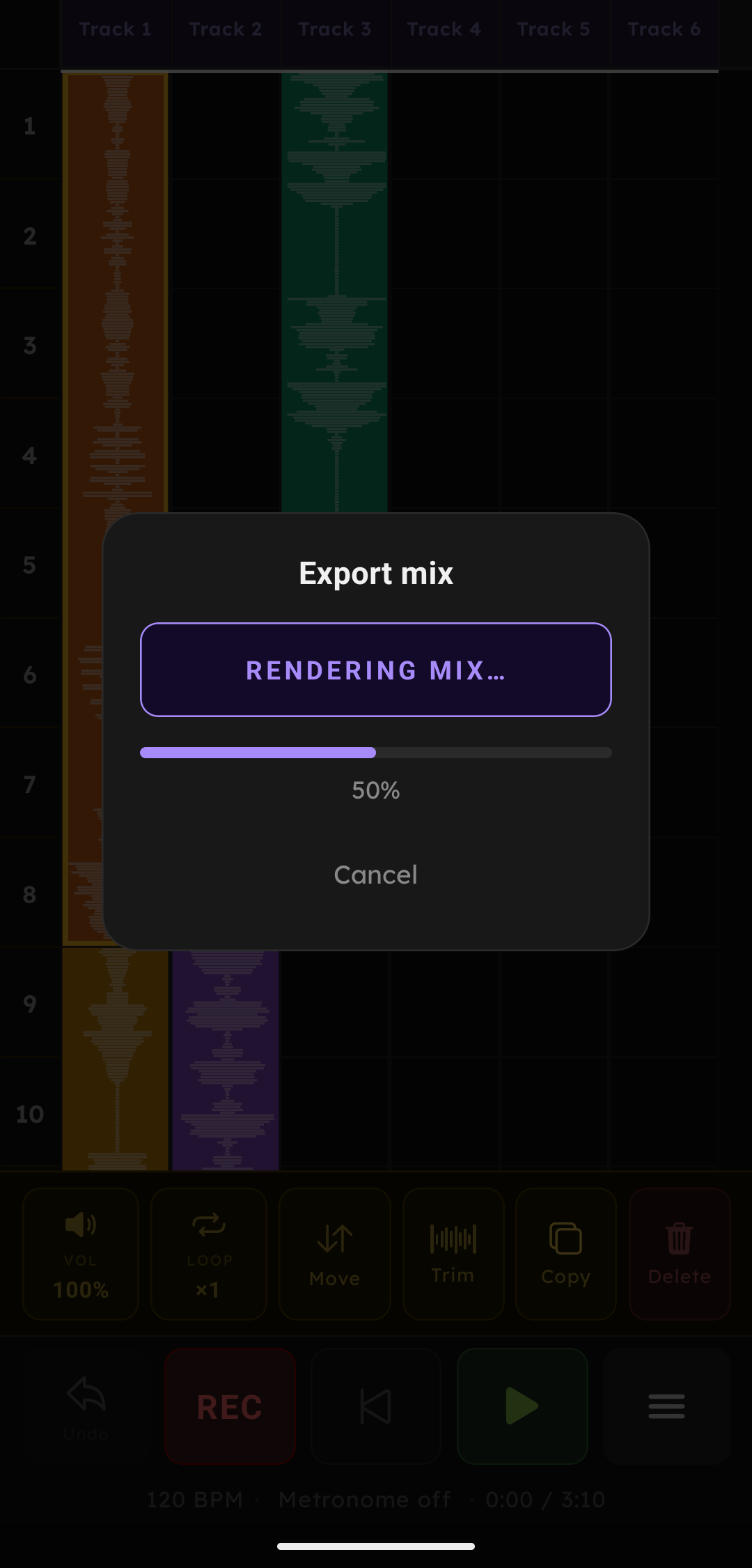 Export screen