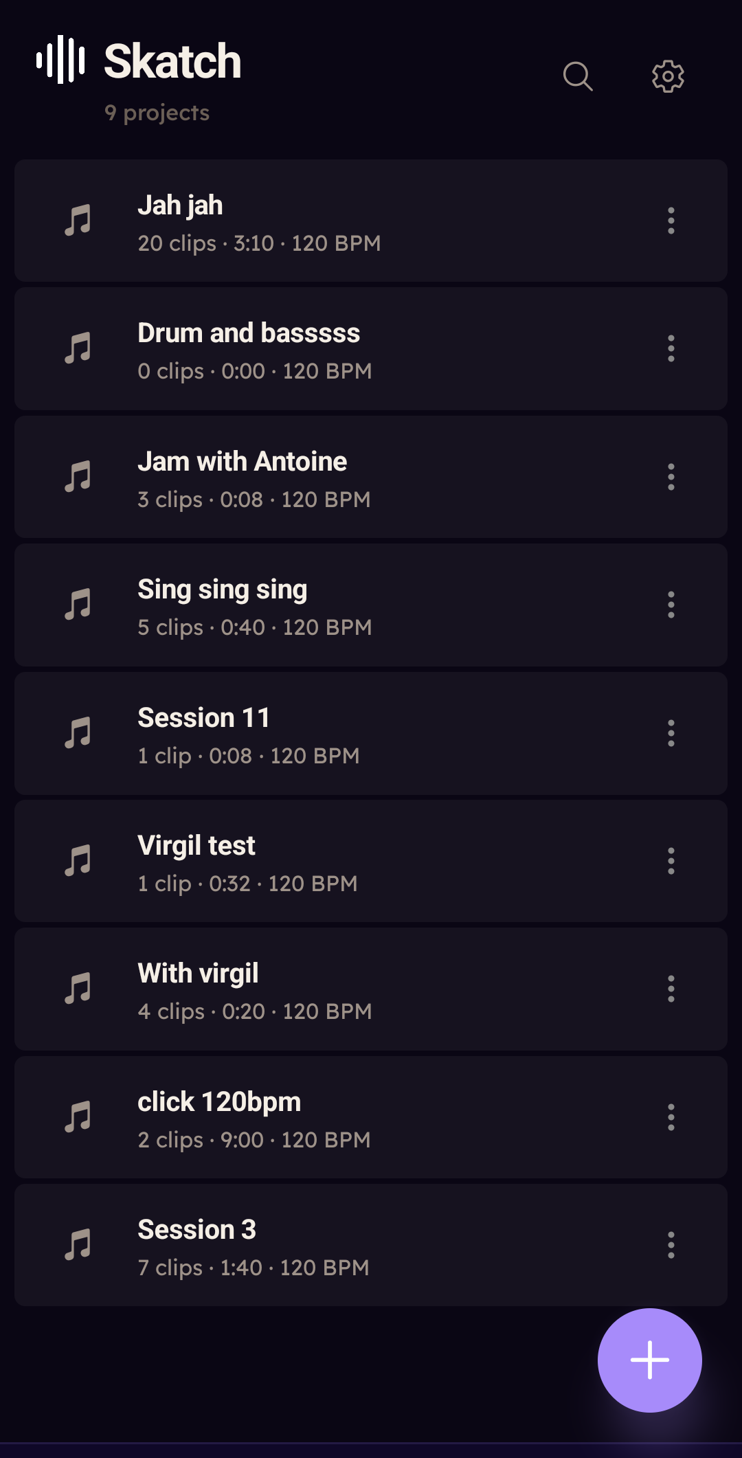 Projects list