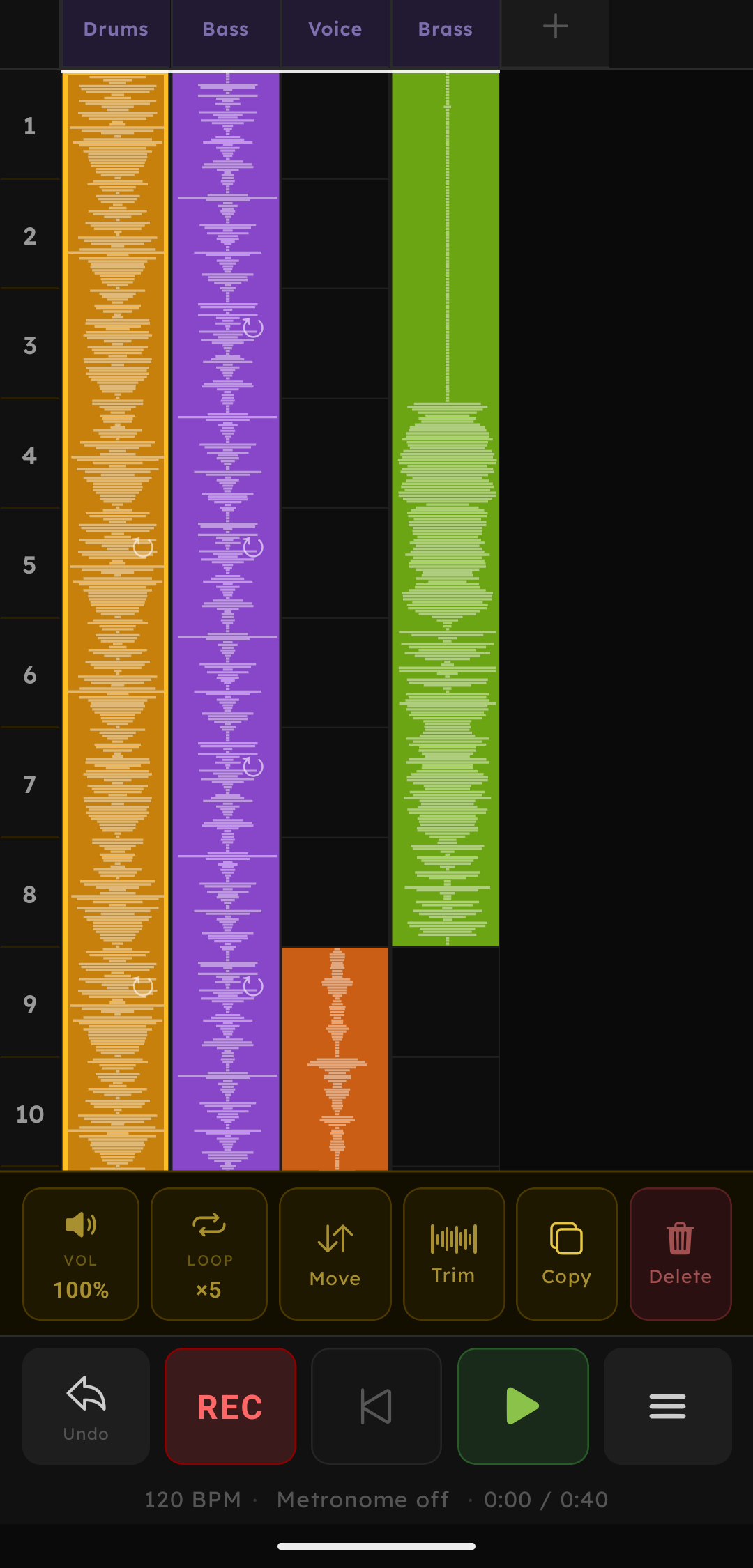 Grid view with multiple tracks